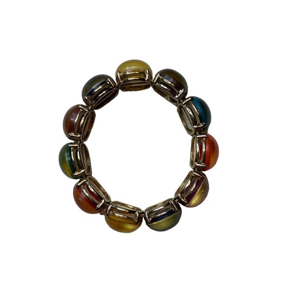 Multi Color Shiny Round Stones Stretch Bracelet - Picture 3 of 6